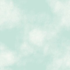 Hand-painted Seamless Texture Pattern. A Seamless Blue And White Abstract Pattern Featuring Cloud-like Formations And Distressed Textures. Endless Print With Soft Cloudscape. Watercolor Cloudy Sky.