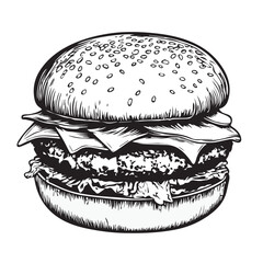 hand drawn illustration of a hamburger