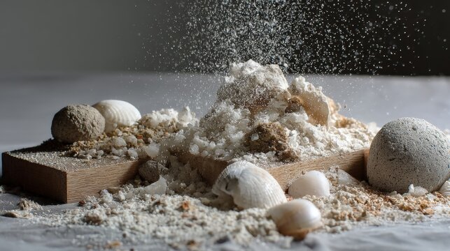 Flour and dough with baking tools on rustic surface for culinary kitchen content and homemade traditional cooking visuals