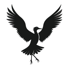 Obraz premium Black bird with wings spread wide in flight flying