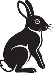 Sitting rabbit bunny hare silhouette, Black rabbit animal vector illustration