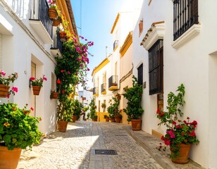 Naklejka premium Picturesque Spanish village street