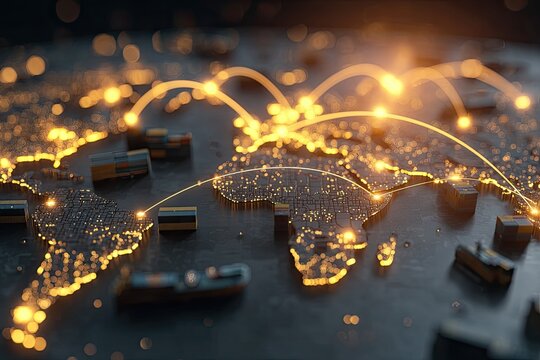 Global network of glowing connections