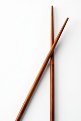 Two polished wooden chopsticks, isolated on white , culture, close-up