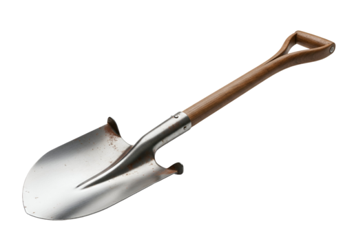 High-quality garden shovel with wooden handle and durable metal scoop for gardening tasks
