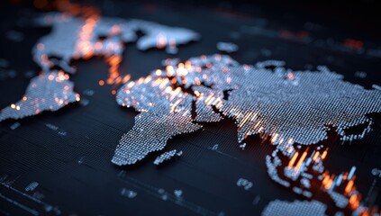 Global data map with fiery accents