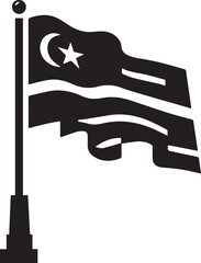 Black and White Waving Flag Silhouette Icon