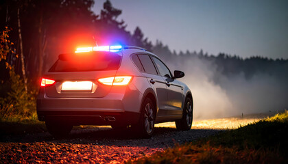 Police vehicle at twilight