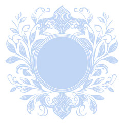 Beautiful, wedding style, floral frame, with vintage details, isolated element with empty space in the centre for text. Background for invitation, card, banner, vector illustration.