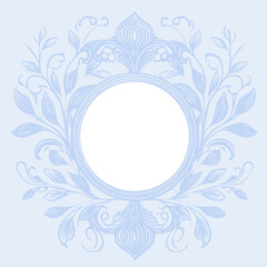 Beautiful, wedding style, floral frame, with vintage details, isolated element with empty space in the centre for text. Background for invitation, card, banner, vector illustration.