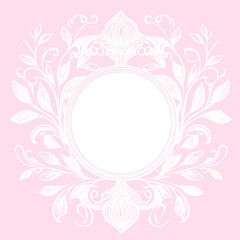 Beautiful, wedding style, floral frame, with vintage details, isolated element with empty space in the centre for text. Background for invitation, card, banner, vector illustration.