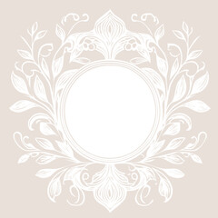 Beautiful, wedding style, floral frame, with vintage details, isolated element with empty space in the centre for text. Background for invitation, card, banner, vector illustration.