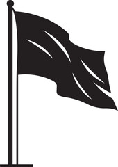 Black and White Waving Flag Silhouette Icon