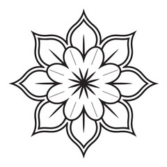 Floral Mandala Vector Design, Geometric Symmetrical Pattern, Line Art Decoration