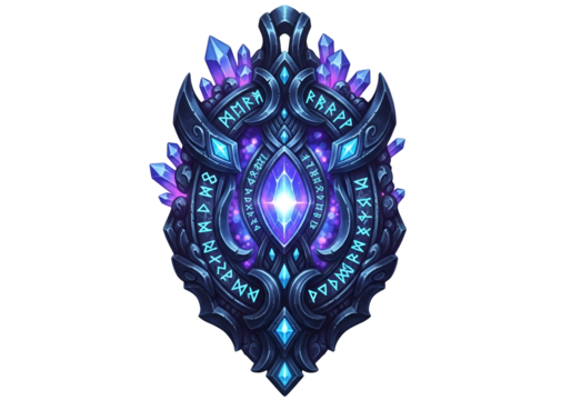 Intricate glowing rune design with mystical symbols and blue-purple light effects for fantasy or