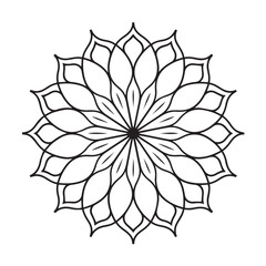 Floral Mandala Vector Design, Geometric Symmetrical Pattern, Line Art Decoration