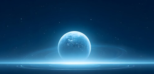 Fototapeta premium futuristic space tech conference background with holographic Earth floating
