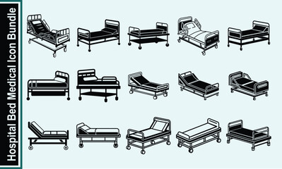 Diverse Hospital Bed Iconography Medical Furniture Concepts for Healthcare Visuals