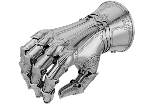 Intricate robotic hand with detailed engravings showcasing advanced technology design