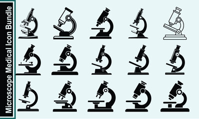 Microscopic Precision A Collection of Microscope Icons for Scientific and Medical Design use for analysis 