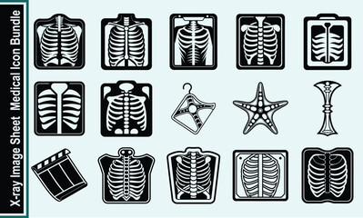 Medical Imaging X-ray Sheet Icon Bundle for Healthcare & Diagnostic Concepts