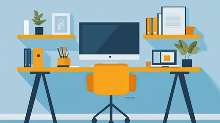 Digital workspace lifestyle with remote collaboration tools.