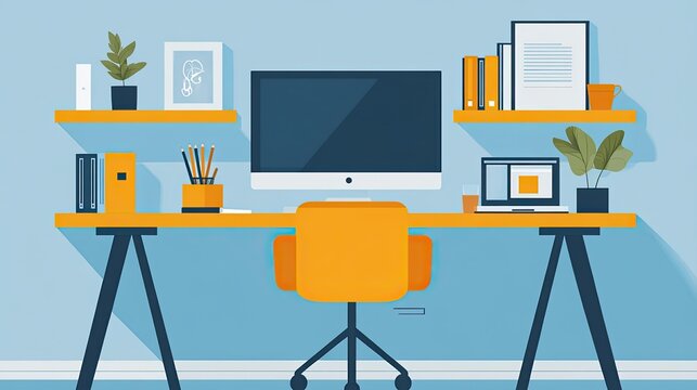 Digital workspace lifestyle with remote collaboration tools.