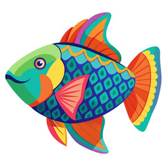 Colorful parrotfish vector