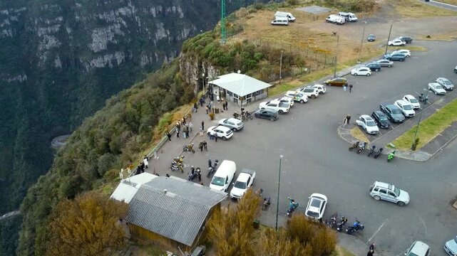 Aerial 4K video of highway through Serra do Rio do Rastro cliffs, Santa Catarina, Brazil