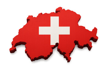 3d rendering of Switzerland map and flag on a transparent background