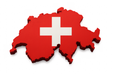 3d rendering of Switzerland map and flag on a transparent background