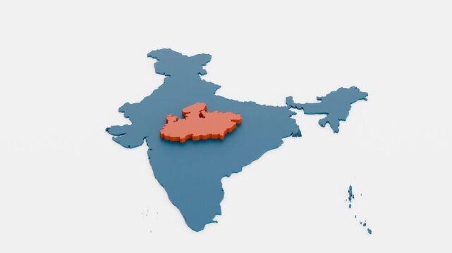 The location of Madhya Pradesh is shown on the map of India