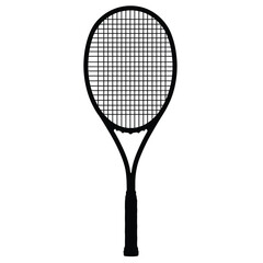Black tennis racket with white background sport equipment