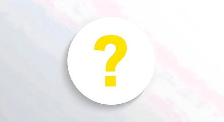 A white circle with a yellow question mark is centered on a blurred, multicolored background, conveying curiosity or inquiry, AI Generated.