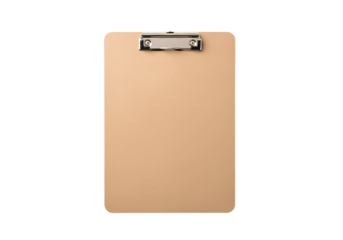 Minimalist beige clipboard with metal clip against a black background highlighting simplicity and