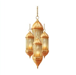 Obraz premium Golden hanging lanterns, intricate design, glowing candlelight