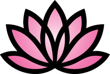 Colorful Outline Lotus Flower Flat Design Icon 