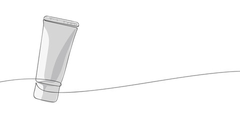 Single line drawing of a tube of cream. Colored continuous line cream mockup icon. Vector illustration.