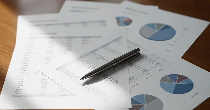 Margin Account Statement with Pie Charts &ndash; Elegant Finance Top-Down Scene