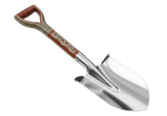 Obraz premium Ornate decorative hand shovel with intricate handle design and polished blade