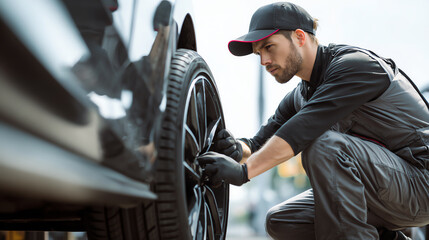 A skilled mechanic performs tire maintenance, ensuring vehicle safety and performance on the road.