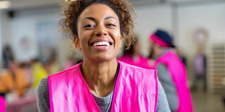 Volunteer working at a charitable donation center for the homeless and disadvantaged