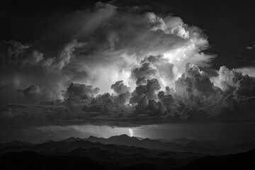 Dramatic thunderstorm over mountains