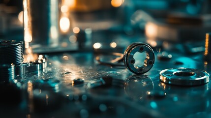 Close-up view of watch parts and mechanical tools on dark background for timepiece industry photography craftsmanship product branding composition presentation