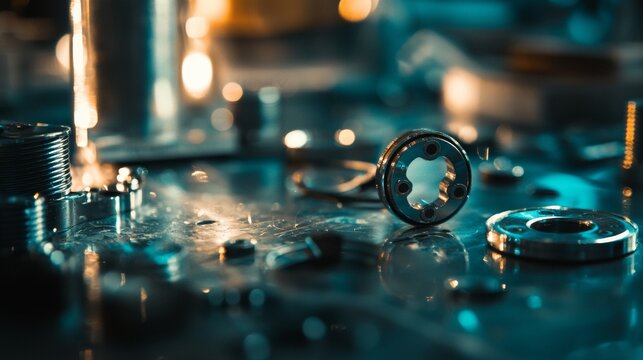 Close-up view of watch parts and mechanical tools on dark background for timepiece industry photography craftsmanship product branding composition presentation