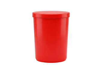Red airtight plastic storage container with lid isolated on black background