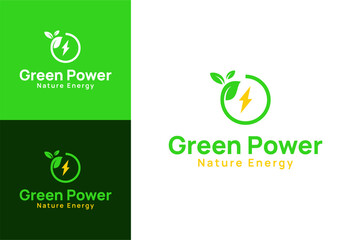 Eco leaf nature energy renewable green power and sustainability logo vector design illustration