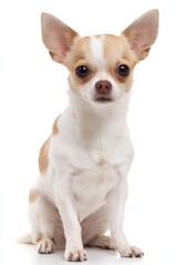 Obraz premium Charming Chihuahua Dog Sitting Alone on a White Studio Background