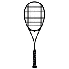 Black tennis racket with white background sport equipment