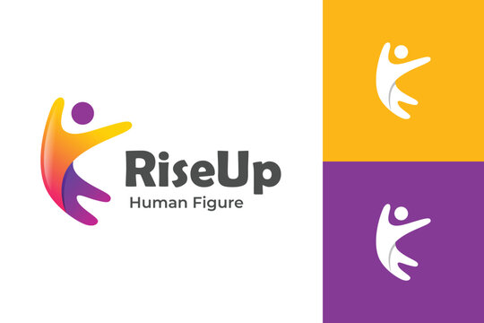 Abstract People Jump Logo Design with Dynamic Human Figure Concept for Success, Motivation, and Personal Growth Brand Logo, Vector Graphic Symbol